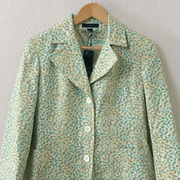 Vintage 90s Express Trench Coat Jacket Size Small Floral Spring New With Tags - Picture 2 of 7